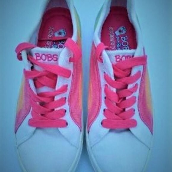 BOBS by SKECHERS Rainbow Canvas Lace Up Casual Sneakers Women's sz 6 - Picture 1 of 8
